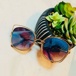 Gold Frame Pink and Blue Mirror Sunglasses